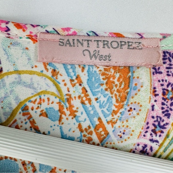 Saint Tropez West | Resort Chic Beachy Queen Paisley Flowy Peasant Top Small - Picture 7 of 8